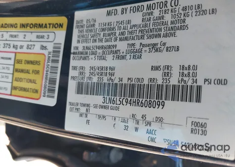 2017 Lincoln Mkz Select z USA, uszkodzony, nr VIN 3LN6L5C94HR608099